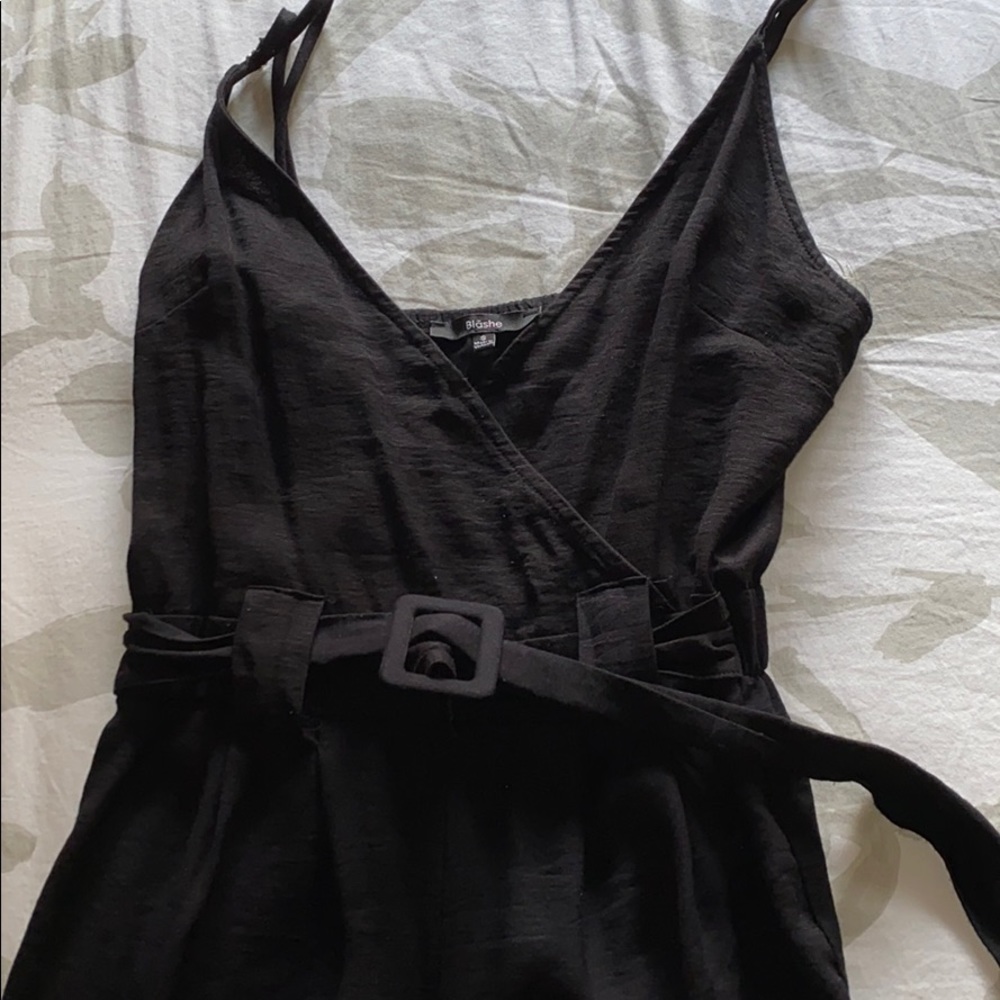 Black jumpsuit with belt